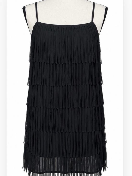 Guess Tops - Guess Black Tiered Fringe   Cami Tank Top Whimsigoth Dark Fairy Grunge Blouse L